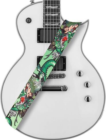 Amumu Reggae Marijuana Leaf Guitar Strap for Acoustic, Electric, and Bass Guitars with Strap Blocks & Headstock Strap Tie - 2" Wide in Kuwait