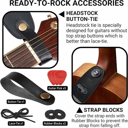 Amumu Reggae Marijuana Leaf Guitar Strap for Acoustic, Electric, and Bass Guitars with Strap Blocks & Headstock Strap Tie - 2" Wide in Kuwait