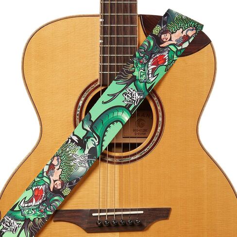 Amumu Reggae Marijuana Leaf Guitar Strap for Acoustic, Electric, and Bass Guitars with Strap Blocks & Headstock Strap Tie - 2" Wide in Kuwait
