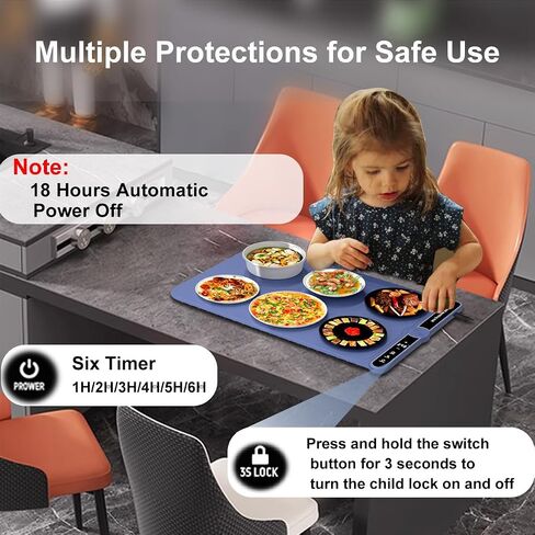 Food Warming Mats for Countertop,Warming Mat for Food Extra Large,Food Warming Mat,Silicone Electric Warming Trays for buffets Party 9 Temperature Levels,Food Warmer mat,Auto Shut-Off Easy Clean in Saudi Arabia