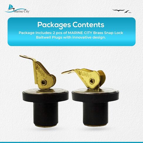 MARINE CITY Brass and Stainless Steel Snap Lock Baitwell Plugs Strong and Sturdy Fine Finish Drain Plug with Innovative Design for Boat Yacht Kayak Marine Rust Proof (3/8 inches) (Pack of 2) in Saudi Arabia