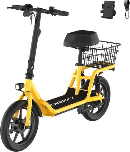 Hoverfly 14" Electric Scooter with Seat Adult, 550W/750W Peak Motor, 18.6/25 Miles Range, 15.5/22Mph Max Speed, Height-Adjustable Comfort Seat, Commuter Escooter with Carry Basket&Accessories in Saudi Arabia