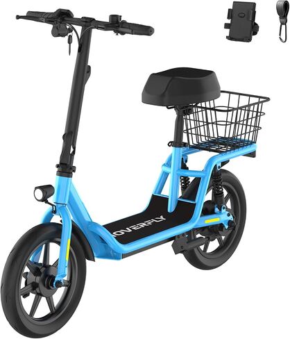 Hoverfly 14" Electric Scooter with Seat Adult, 550W/750W Peak Motor, 18.6/25 Miles Range, 15.5/22Mph Max Speed, Height-Adjustable Comfort Seat, Commuter Escooter with Carry Basket&Accessories in Saudi Arabia