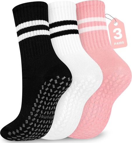 Pilates Socks with Grips for Yoga, Barefoot, Ballet, Barre, Hospital Non Slip Anti Skid Socks for Women and Men in Saudi Arabia