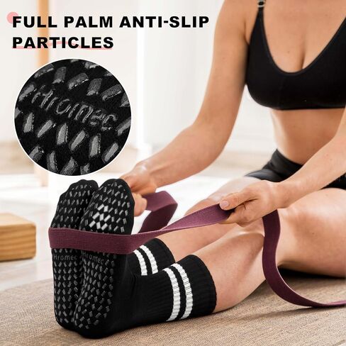 Pilates Socks with Grips for Yoga, Barefoot, Ballet, Barre, Hospital Non Slip Anti Skid Socks for Women and Men in Saudi Arabia