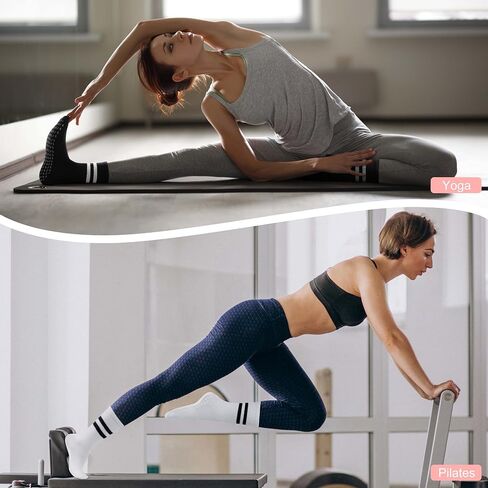 Pilates Socks with Grips for Yoga, Barefoot, Ballet, Barre, Hospital Non Slip Anti Skid Socks for Women and Men in Saudi Arabia