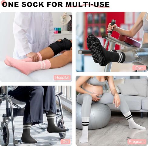 Pilates Socks with Grips for Yoga, Barefoot, Ballet, Barre, Hospital Non Slip Anti Skid Socks for Women and Men in Saudi Arabia