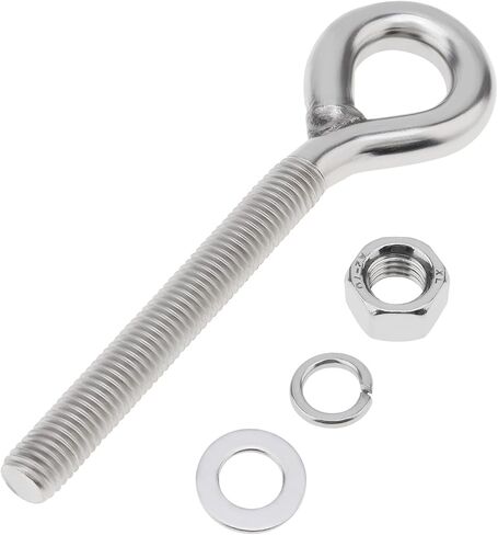 2Pcs M12 Stainless Steel Eye Bolt with Nut and Washers Long Shank Threaded Rod Round Hook Eyelet Bolt Screw (Hook Head) in Saudi Arabia