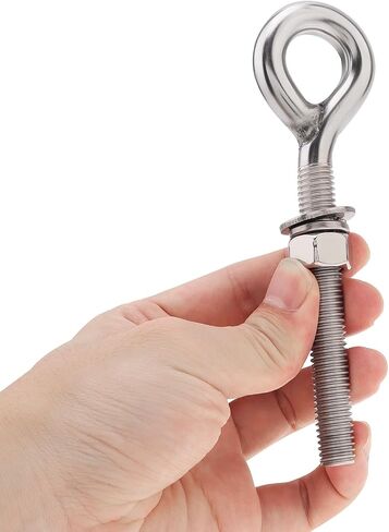 2Pcs M12 Stainless Steel Eye Bolt with Nut and Washers Long Shank Threaded Rod Round Hook Eyelet Bolt Screw (Hook Head) in Saudi Arabia