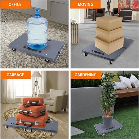 Furniture Dolly,Furniture Movers Dollys with Wheels,16in-11in 500lbs Capacity,Moving Dolly 4 Wheels Heavy Duty,4 Wheels Small Flat Dolly, 2 Pack, Light Gray in Saudi Arabia