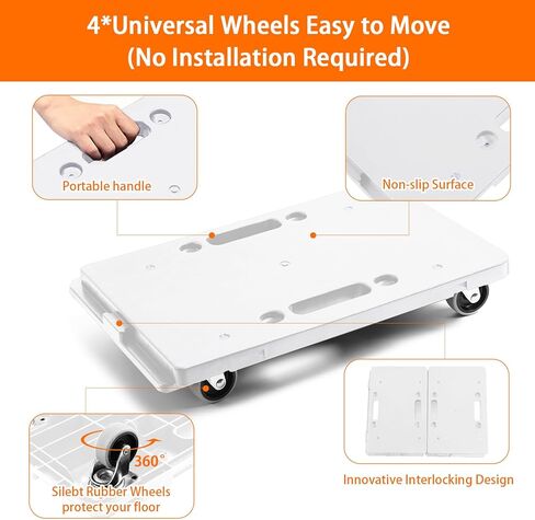 Furniture Dolly,Furniture Movers Dollys with Wheels,16in-11in 500lbs Capacity,Moving Dolly 4 Wheels Heavy Duty,4 Wheels Small Flat Dolly, 2 Pack, Light Gray in Saudi Arabia