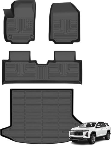 Floor Mats & Cargo Liner for GMC Terrain 2018-2024/Chevy Equinox 2018-2024(Not for EV) All Weather Automotive TPE Set Anti-Slip Floor Liners Accessories (Car Mats+Trunk Mat) Black in Saudi Arabia