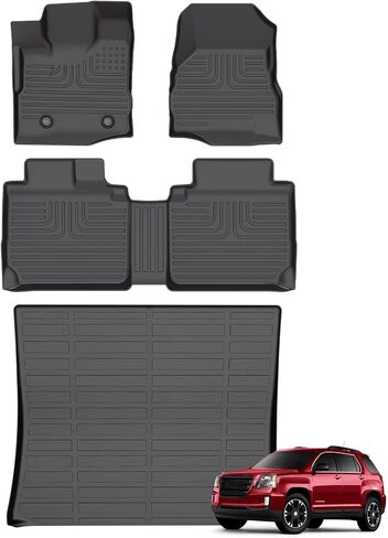 Floor Mats & Cargo Liner for GMC Terrain 2018-2024/Chevy Equinox 2018-2024(Not for EV) All Weather Automotive TPE Set Anti-Slip Floor Liners Accessories (Car Mats+Trunk Mat) Black in Saudi Arabia