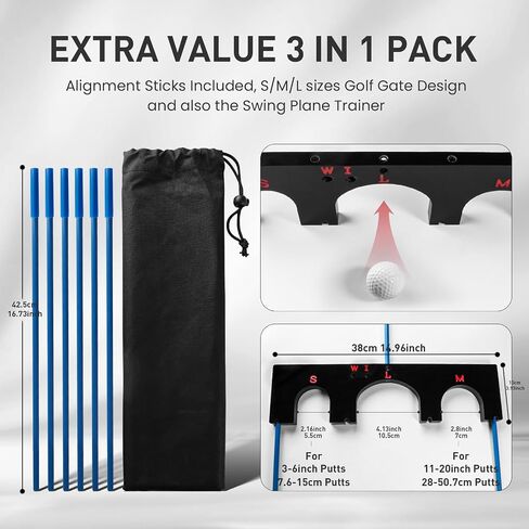 FINGER TEN Golf Training Aid Aim Gate with 6 Alignment Sticks and 5 Different Swing Plane Angles Professional Portable Light Weight for Golf Swing Indoor Outdoor in Saudi Arabia
