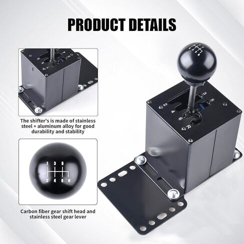 CNRAQR PC USB Simulator Shifter 7+R H Gear Shifter with L Shape Clamp Set for Gear shift PC Windows Steering Compatible with G29/G27/G25/G920, T300RS/GT Wheel in Saudi Arabia
