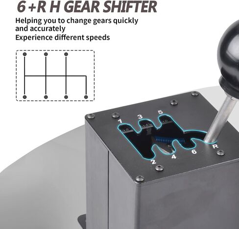 CNRAQR PC USB Simulator Shifter 7+R H Gear Shifter with L Shape Clamp Set for Gear shift PC Windows Steering Compatible with G29/G27/G25/G920, T300RS/GT Wheel in Saudi Arabia