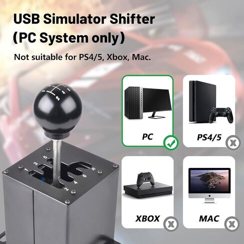CNRAQR PC USB Simulator Shifter 7+R H Gear Shifter with L Shape Clamp Set for Gear shift PC Windows Steering Compatible with G29/G27/G25/G920, T300RS/GT Wheel in Saudi Arabia