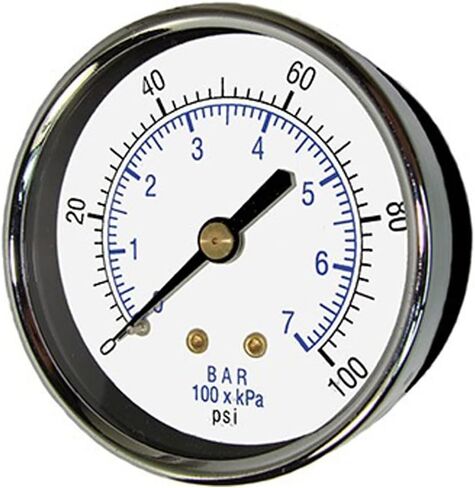 مقاييس الموافقة المسبقة عن علم 102d-254e المركز الخلفي لضغط الجاف مع حالة الصلب الأسود ، الداخلية النحاسية ، مدي الكروم ، العدسة البلاستيكية ، 2.5 بوصة ، 0/100 psi ، 1/4 "ذكر NPT in Kuwait
