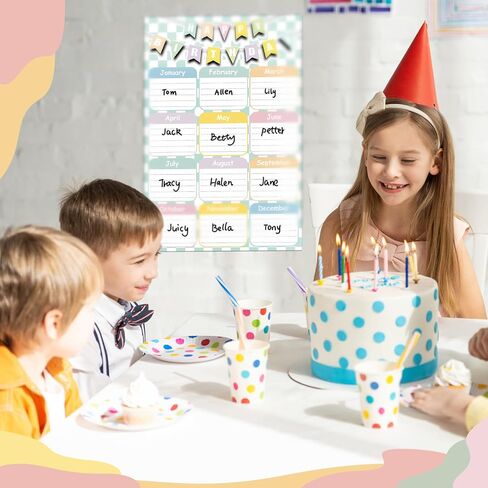 Birthday Chart for Classroom 11.5'' x 16.5'' Boho Calendar Classroom Birthday Chart Poster Bulletin Board Happy Poster Calendars Decorations Supplies in Kuwait