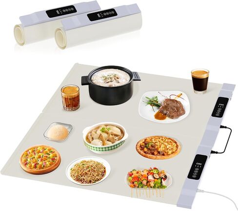 Food Warming Mat - Foldable Electric Warming Tray with 7 Temperature Settings Auto Shut-Off, Full Surface Silicone heating mat for food, Portable Food Warmers for Parties Buffet, Gatherings, Daily Use in Saudi Arabia