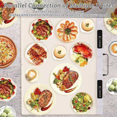 Food Warming Mat - Foldable Electric Warming Tray with 7 Temperature Settings Auto Shut-Off, Full Surface Silicone heating mat for food, Portable Food Warmers for Parties Buffet, Gatherings, Daily Use in Saudi Arabia
