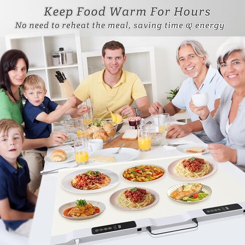 Food Warming Mat - Foldable Electric Warming Tray with 7 Temperature Settings Auto Shut-Off, Full Surface Silicone heating mat for food, Portable Food Warmers for Parties Buffet, Gatherings, Daily Use in Saudi Arabia