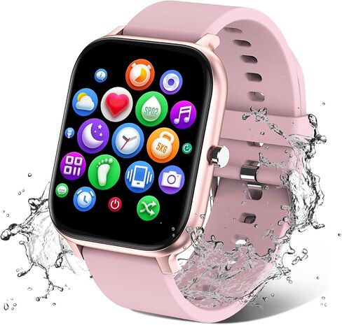 Smart Watch for Men Women Compatible with iPhone Samsung Android Phone 1.69 inch Full Touch Screen IP68 Waterproof Bluetooh Fitness Tracker Heart Rate/Sleep Monitor (Black) in Saudi Arabia
