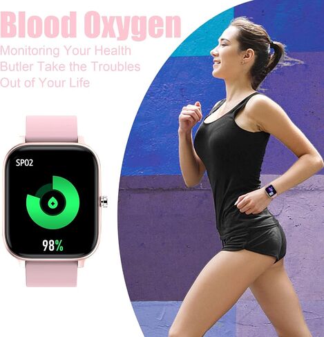 Smart Watch for Men Women Compatible with iPhone Samsung Android Phone 1.69 inch Full Touch Screen IP68 Waterproof Bluetooh Fitness Tracker Heart Rate/Sleep Monitor (Black) in Saudi Arabia