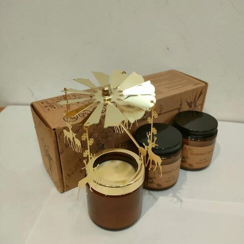 شمعة دائرية على شكل غزال، مجموعة شموع معطرة بالورد مكونة من 3 قطع، مجموعة شموع عطرية بشمع الصويا الوردي، مجموعة شموع عطرية رومانسية، شموع معطرة للحمام المنزلي واليوجا (رائحة الورد - 3 قطع) in Saudi Arabia