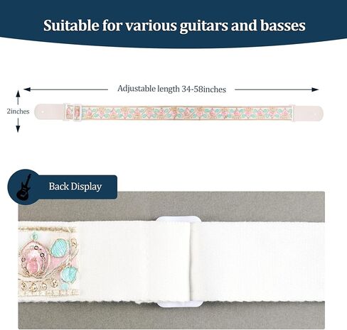 حزام الجيتار، حزام جيتار كهربائي قوطي من الجلد باللون الأرجواني المنقوش، حزام جيتار صوتي عتيق غربي قابل للتعديل in Kuwait