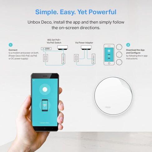 TP-Link Deco AX3000 Poe Mesh WiFi (DECO X50-POE) ، شبكة WIFI 6 سقف/جدار ، لاستبدال جهاز توجيه WiFi ، نقطة الوصول ومدى الموسع ، منافذ POE ، 2 منافذ POE (1 × 2.5G ، 1 X Gigabit ) ، 1 حزمة in Kuwait