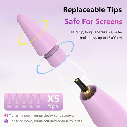 Stylus Pen for iPad Apple, Pencil with Palm Rejection&Tilt Sensitivity, iPad Pencil for 2018-2024 Apple ipad 6-10, iPad Pro 12.9"/11"/13" M4, ipad Air 5/4/3/11"-13" M2, Mini 6/5 Purple in Saudi Arabia