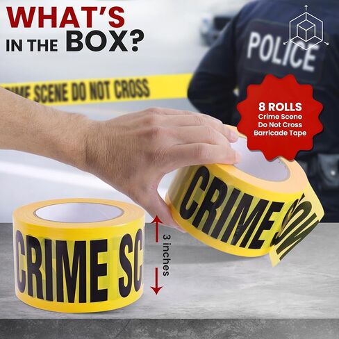 Pyle 6 Pieces Yellow Crime Scene Do Not Cross Tape Set - 656 Foot Long Tape Roll Suitable for a Wide Range of Applications, Including Roadworks, Events, and Hazardous Areas in Saudi Arabia