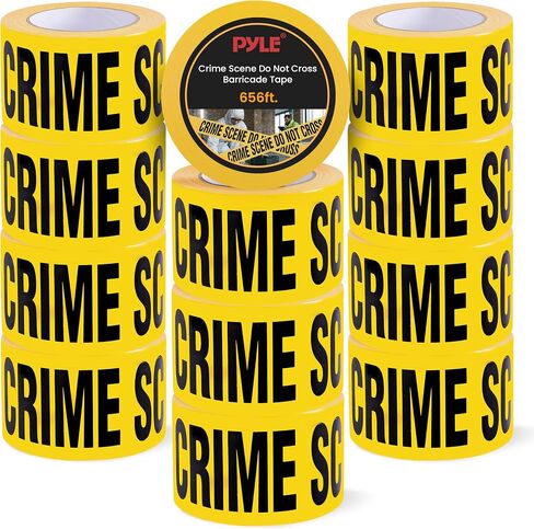 Pyle 6 Pieces Yellow Crime Scene Do Not Cross Tape Set - 656 Foot Long Tape Roll Suitable for a Wide Range of Applications, Including Roadworks, Events, and Hazardous Areas in Saudi Arabia