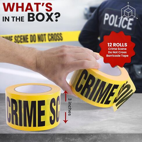 Pyle 6 Pieces Yellow Crime Scene Do Not Cross Tape Set - 656 Foot Long Tape Roll Suitable for a Wide Range of Applications, Including Roadworks, Events, and Hazardous Areas in Saudi Arabia