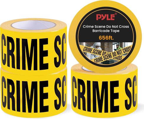 Pyle 6 Pieces Yellow Crime Scene Do Not Cross Tape Set - 656 Foot Long Tape Roll Suitable for a Wide Range of Applications, Including Roadworks, Events, and Hazardous Areas in Saudi Arabia