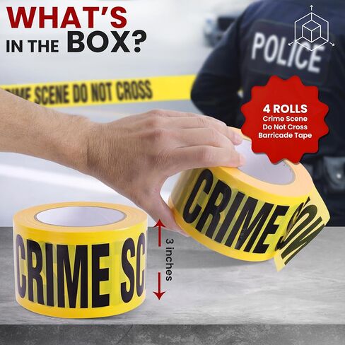 Pyle 6 Pieces Yellow Crime Scene Do Not Cross Tape Set - 656 Foot Long Tape Roll Suitable for a Wide Range of Applications, Including Roadworks, Events, and Hazardous Areas in Saudi Arabia