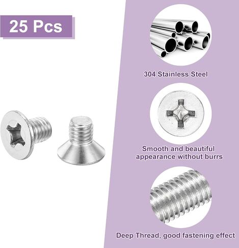 uxcell 25 pcs M8-1.25x10 Machine Screws Phillips Pan Cross Head Screws Fasteners Bolts 304 Stainless Steel Silver for Wall Socket,House Repairs in Saudi Arabia