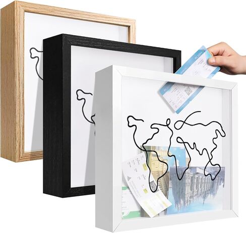 Travel Shadow Photo Keepsake Memory Box Ticket Keepsake Honeymoon Fund Box with Slot Frame Adventure Best Gift for Keepsake International Traveler Women Men People Who Travel Hiker Unique in Saudi Arabia