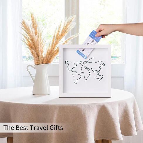 Travel Shadow Photo Keepsake Memory Box Ticket Keepsake Honeymoon Fund Box with Slot Frame Adventure Best Gift for Keepsake International Traveler Women Men People Who Travel Hiker Unique in Saudi Arabia