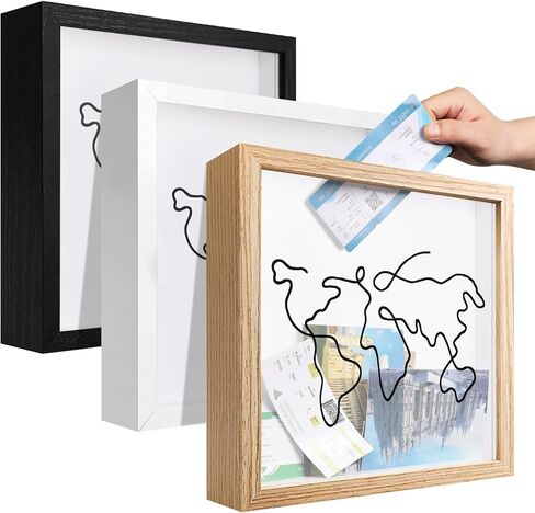 Travel Shadow Photo Keepsake Memory Box Ticket Keepsake Honeymoon Fund Box with Slot Frame Adventure Best Gift for Keepsake International Traveler Women Men People Who Travel Hiker Unique in Kuwait