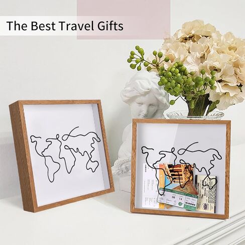 Travel Shadow Photo Keepsake Memory Box Ticket Keepsake Honeymoon Fund Box with Slot Frame Adventure Best Gift for Keepsake International Traveler Women Men People Who Travel Hiker Unique in Kuwait