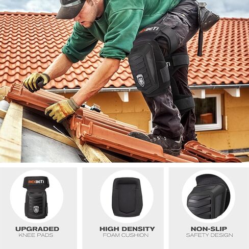 REXBETI Knee Pads for Work, Construction Knee Pads for Men, Heavy Duty Comfortable Anti-slip Foam Gel Knee Pads for Gardening Flooring and Cleaning, Strong Stretchable Straps, Orange in Saudi Arabia