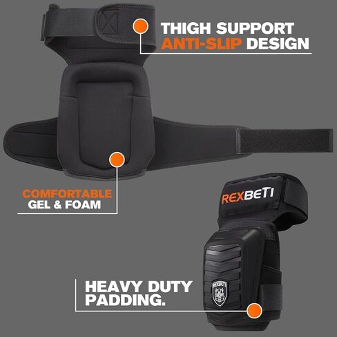 REXBETI Knee Pads for Work, Construction Knee Pads for Men, Heavy Duty Comfortable Anti-slip Foam Gel Knee Pads for Gardening Flooring and Cleaning, Strong Stretchable Straps, Orange in Saudi Arabia