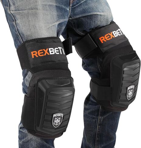 REXBETI Knee Pads for Work, Construction Knee Pads for Men, Heavy Duty Comfortable Anti-slip Foam Gel Knee Pads for Gardening Flooring and Cleaning, Strong Stretchable Straps, Orange in Saudi Arabia