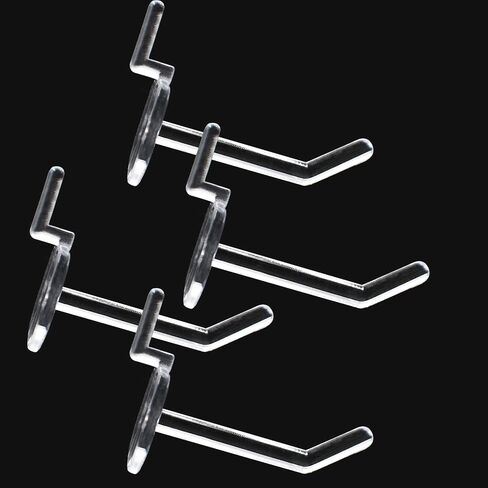 100pcs Plastic Pegboard Hooks Clear Acrylic Hook Plastic Hooks for Retail Peg Board Hooks Peg Board Shelving Hooks for Garage Kitchen Peg Boards Craft Storage (4in/10cm) in Saudi Arabia