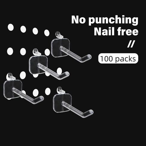 100pcs Plastic Pegboard Hooks Clear Acrylic Hook Plastic Hooks for Retail Peg Board Hooks Peg Board Shelving Hooks for Garage Kitchen Peg Boards Craft Storage (4in/10cm) in Saudi Arabia