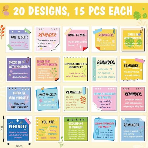 300 Pcs Mental Health Stickers Reminder Decals Laptop Water Bottle Positive Waterproof Stickers Psychology Affirmations Feelings Mental Health Decor for Adult(Green Series) in Kuwait