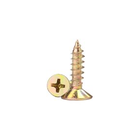 #4 Wood Screws Assortment Kit, Small Screws Set 500pcs, Short Cabinet Screws, Phillips Flat Head Self-Tapping Screws, Carbon Steel, Yellow Zinc Plated Finish, Contains 50pcs M6 Screw Anchors