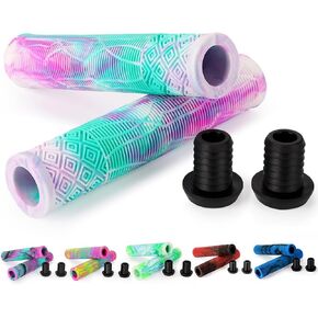 Scooter Grips - Mixed Cool Bike Bicycle Scooter Handlebar Grips | 160mm Soft Handle Grips for Pro Stunt Kick Scooter, BMX Bikes,Mountain Bike